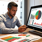 **

A financial analyst meticulously reviewing charts and graphs in a modern Lisbon office. The scene emphasizes data-driven decision making and the importance of financial health for a small restaurant business. Include elements that suggest profitability improvement and cost reduction strategies.

**