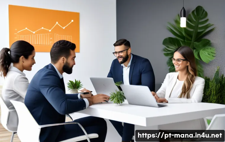 경영지도사와 컨설팅 실습 프로그램 - A modern Brazilian business consulting office scene showing a diverse group of professionals engaged...