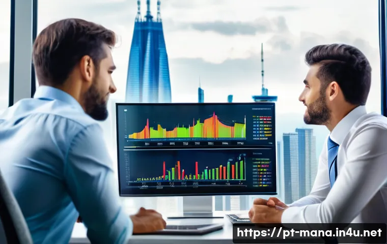 경영지도사와 회계 및 재무 분석 - A modern corporate office scene showing a diverse team of Brazilian financial managers analyzing det...